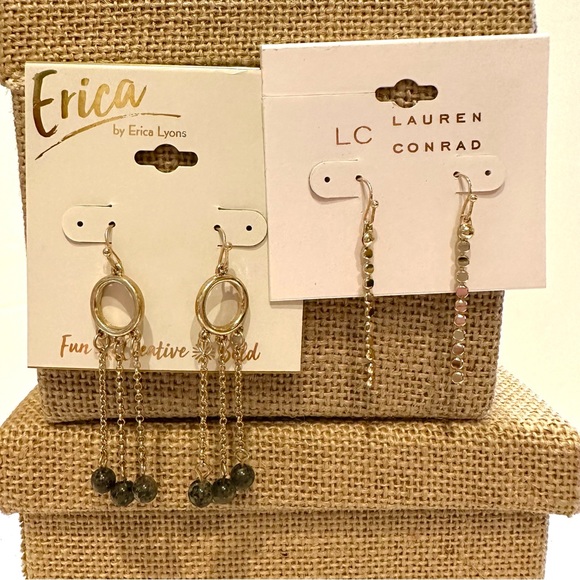 NWT 2 pairs Earrings gold tone dangles - Erica Lyons & Lauren Conrad - Picture 3 of 10